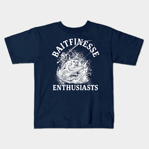 BAITFINESSE ENTHUSIASTS Kids T-Shirt by damzu